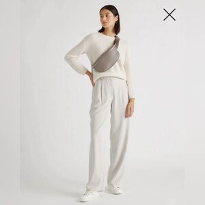 Quince Italian Pebbled Leather Sling Bag Grey